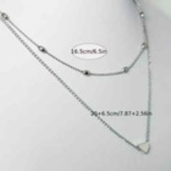 SILVER SET LAYERED HEART NECKLACE ADJUSTABLE LENGTH 2 NECKLACES - Picture 10 of 13